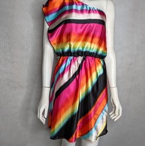 Rainbow Pride One Shoulder Party Dress Sml